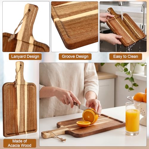 16set Acacia Wood Charcuterie Board with Knife (14 x 8 Inches)