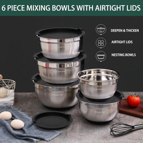 Mixing Bowls with Airtight Lids (Black)