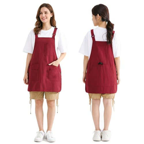 Waterproof Apron with Pockets for Women Cooking Painting Baking Gardening