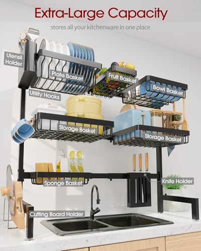 Dish Drying Rack Over The Sink (Black / XX-Large (3 Tier))
