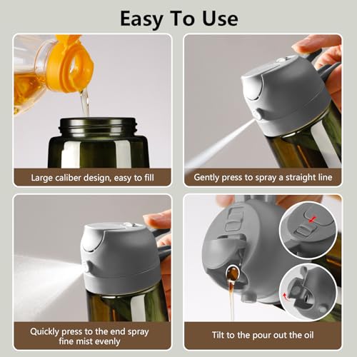 2PCS Olive Oil Dispenser and Oil Sprayer (Grey&Green / 2 Pack)