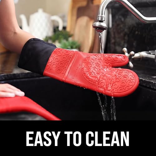 BPA Free Soft Silicone Oven Mitts (Canyon Red / 2-Piece 14.7" Oven Mitts)