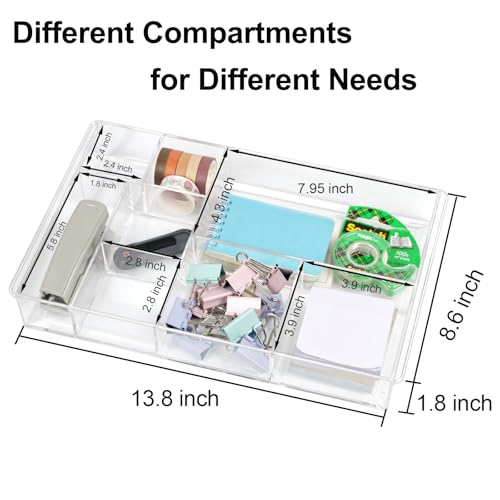 8 Section Clear Drawer Organizer