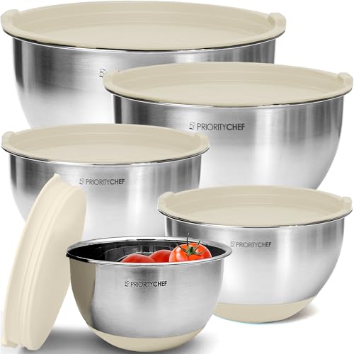 Premium Mixing Bowls With Lids Set (Khaki)