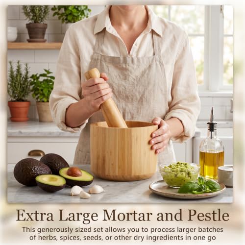 Extra Large Wood Mortar and Pestle 7.87"