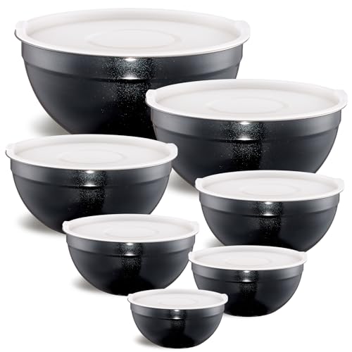 Black Mixing Bowls with Airtight Lids (Black / 7 Pieces)