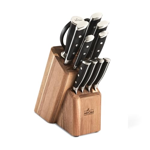 Forged German Stainless Steel Kitchen Knife Block Set (Silver/Black / 12-Piece Block Set)