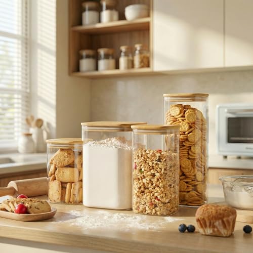 Large Glass Storage Containers with Lids for Pantry Storage