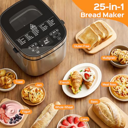 25-in-1 2.5LB Bread Maker with Built-in Electronic Scale (White)