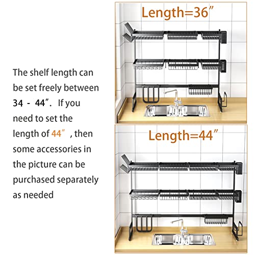 Over Sink Dish Drying Rack Stainless Steel (White / 3Tier - Standard(34"-46"))