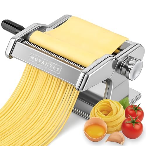 Pasta Maker with Adjustable Thickness Settings (Silver)