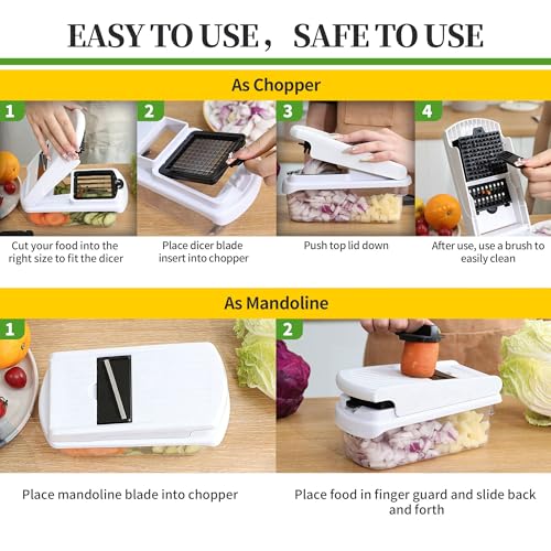 Vegetable Chopper Mandoline Slicer (White + Black)