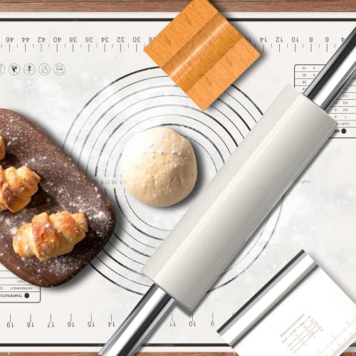 Marble Rolling Pin with Stainless Steel Handle for Fondant