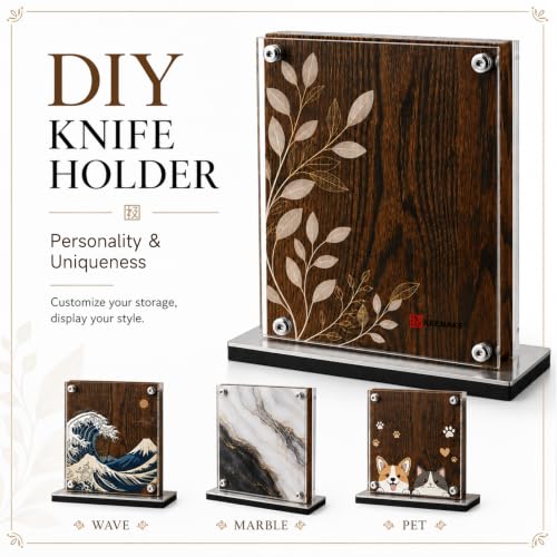 Magnetic Kitchen Knife Block Holder with Acrylic Shield (9.5 inches)
