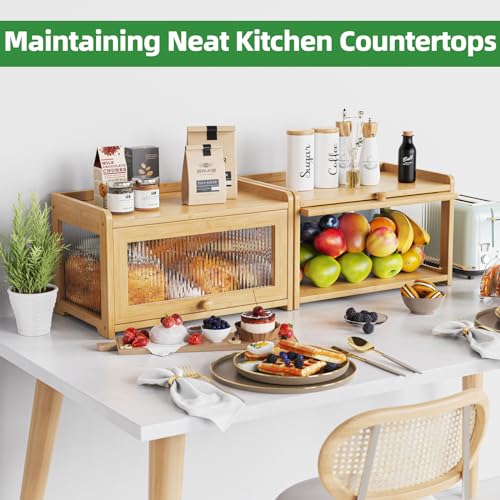 Bamboo Bread Box for Kitchen Countertop (Natural)