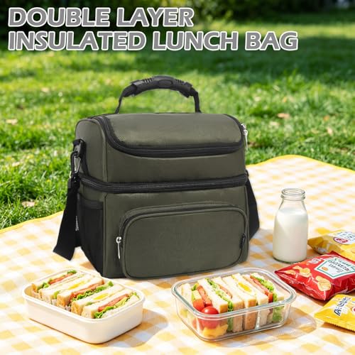 Double Layer Cooler Insulated Lunch Bag Adult Lunch Box Large Tote Bag for Men