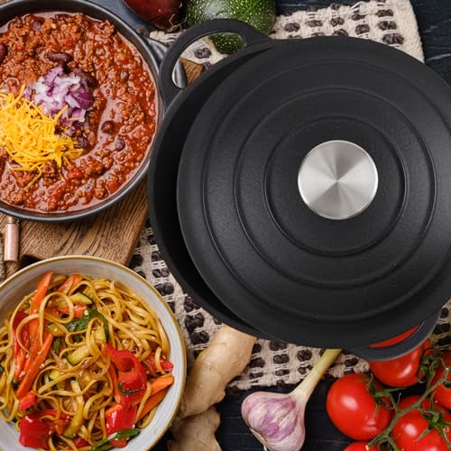 Dutch Oven Enameled Cast Iron with Lid (Matte Black(No Enameled) / 4 QT)