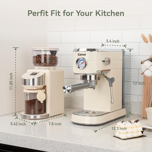 20 Bar Espresso Machine with Conical Burr Anti (Ivory Beige)