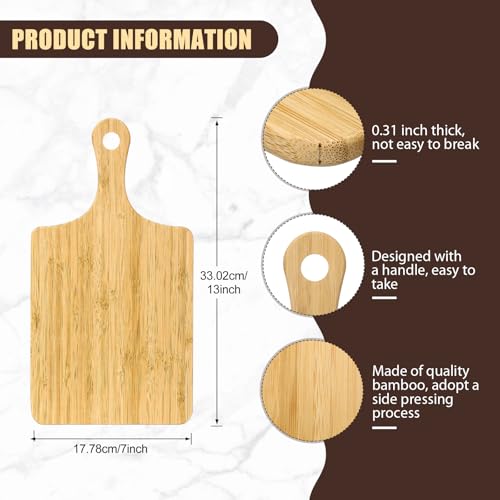 12 Pcs 13 x 7 Inch Bamboo Wood Cutting Board with Handle (13"L x 7"W)