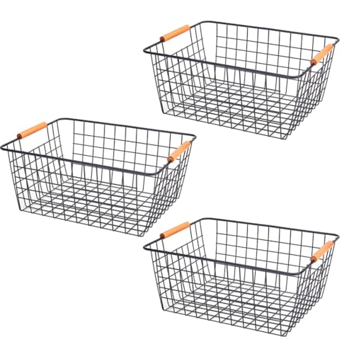 wire baskets with Handles Wire Storage Organizer Bin Baskets