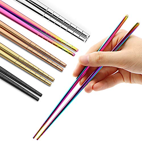 Stainless Steel Chopsticks Reusable Multicolor Lightweight 304 Metal Chopsticks Dishwasher Safe