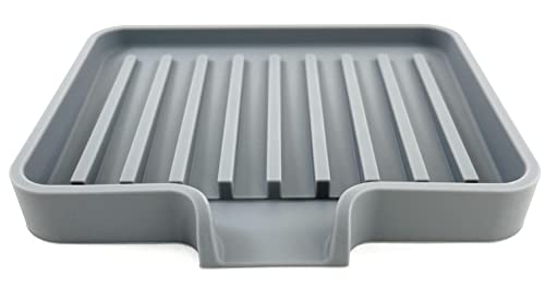 Silicone Soap Dish Tray and Sponge Holder with Drain Chute