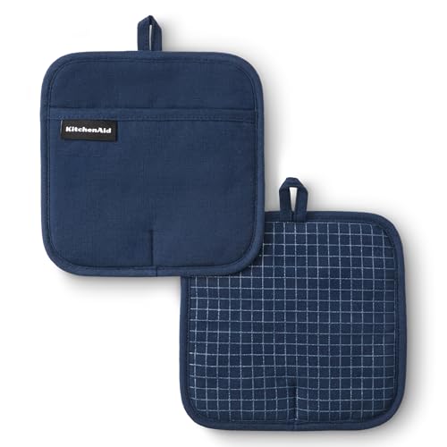 Gourmet Series Gridlines Pot Holders 2 (Ink Blue)