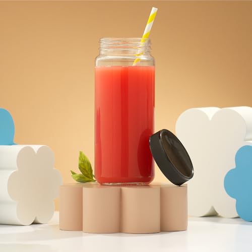 Glass Juice Bottles with Lids 16oz