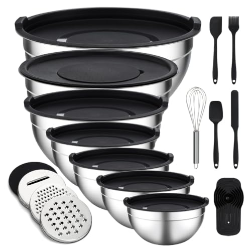 Mixing Bowls with Lids Set (Non-Silicone base 16P)