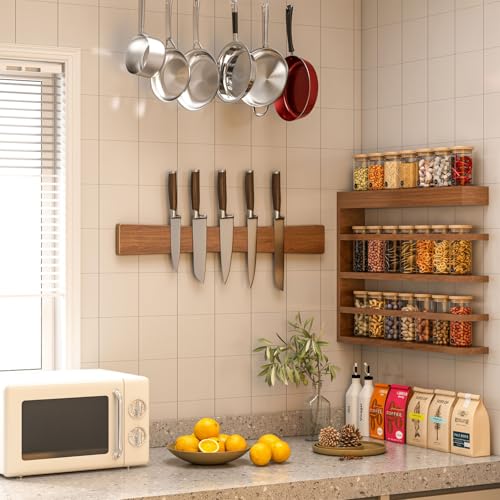 Large Magnetic Knife Strips (24 Inch / Wood Curved)