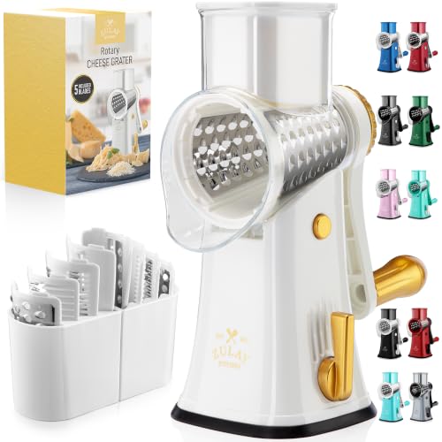 Rotary Cheese Grater 5 Blade With Reinforced Suction Base