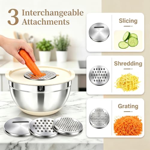 21 PCS Khaki Mixing Bowls with Lids Set (21Pcs khaki Mixing Bowls)