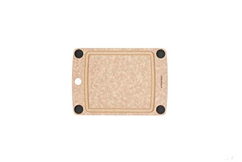 All-In-One Cutting Board with Non-Slip Feet and Juice Groove, 10" × 7", Natural/Black (10"L x 7"W / Natural/Black)