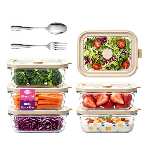 12 oz Small Glass Food Storage Containers with Glass Lids (12oz)