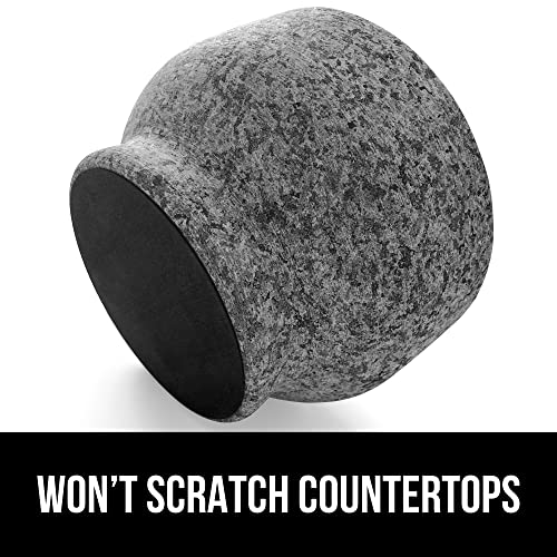 Natural Granite Stone Mortar and Pestle Set (Unpolished Gray / 4 Cup)