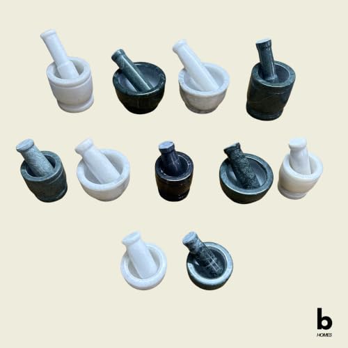 Marble Granite Mortar and Pestle Set (Kundi Green Marble / 4 Inch)