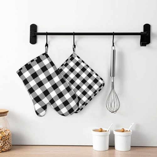 Oven Mitts and Pot Holders Set of 4 Silicone Kitchen Mitten Gloves and Non