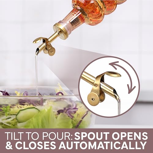 Glass Olive Oil Bottle Dispenser (Elegant Waves / Pink)