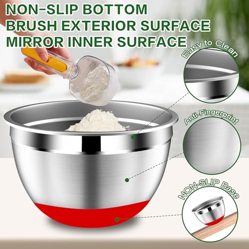Mixing Bowls with Lids Set (16PCS Multicolor W Nonslip Bottom)