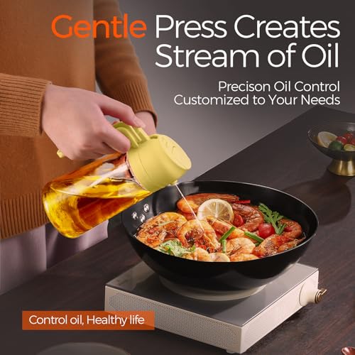 16oz 470ml Glass Olive Oil Sprayer for Cooking with Stickers (1Pc Pomelo)