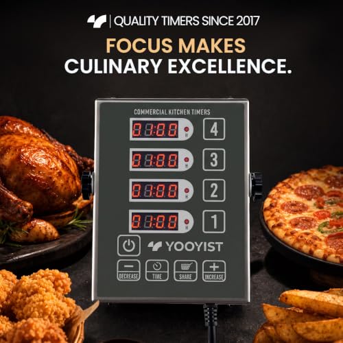 4 Channel Commercial Kitchen Timer Digital Stainless Steel Timer (Gray)