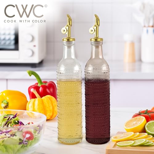Glass Olive Oil Bottle Dispenser (Champagne Bubbles / Brown)