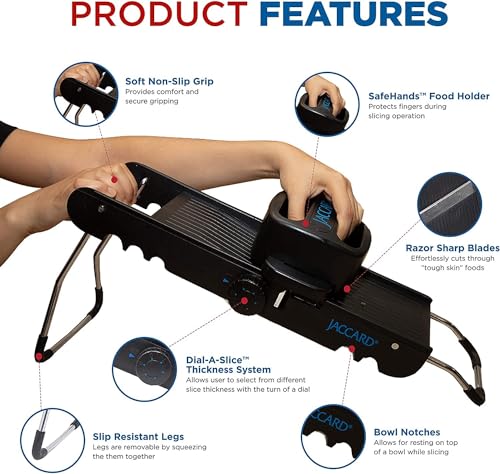 ABS SafeHands Mandolin Slicer with Seven Interchangeable Blade Cartridges (Full Size)