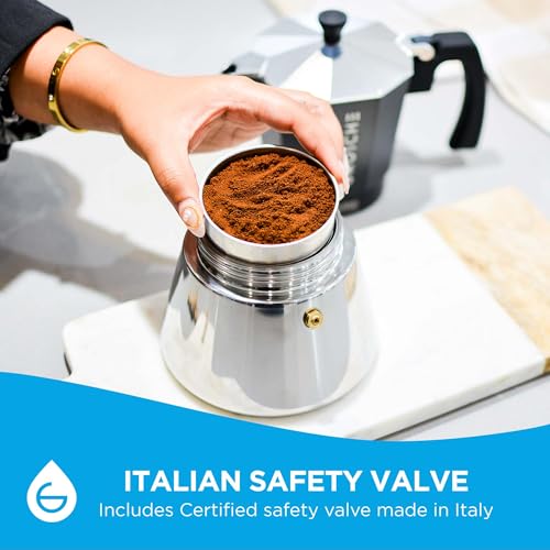 Milano Induction Stovetop Espresso Maker Moka Pot 3 Cup (3 espresso cups / Induction, Black)