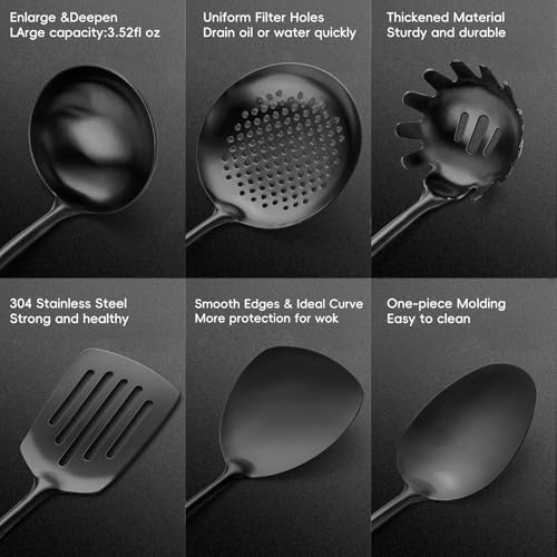 Stainless Steel Kitchen Utensils Set with Wood Handle