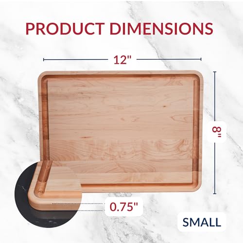Made in USA Solid Maple Wood Cutting Board by Virginia Boys Kitchens (8"L x 12"W)