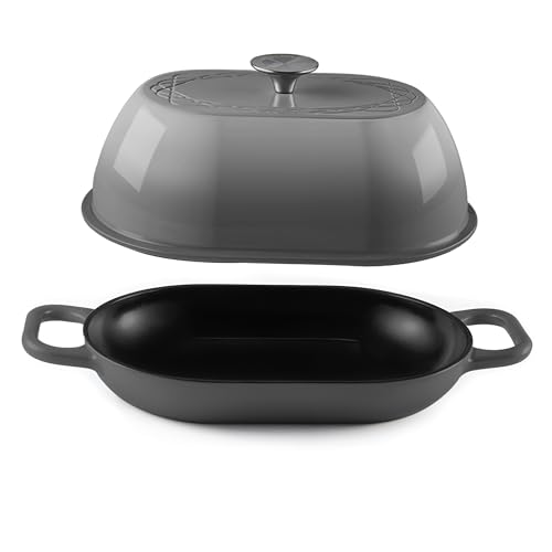 Enameled Cast Iron Dutch Oven for Professional Sourdough Bread Baking (Gray)