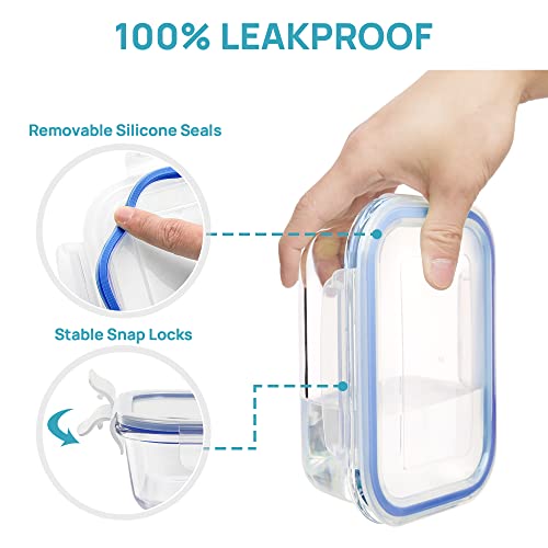 8 Pack Glass Food Storage Containers with Lids