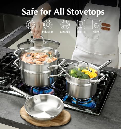 Stainless Steel Cookware Set 23 PCS With 5 (Silver / 23 Pcs)