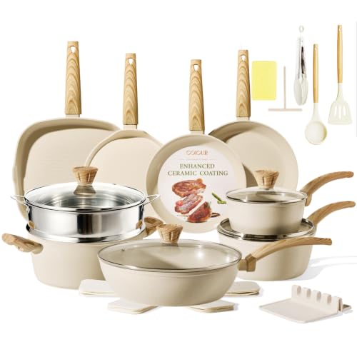 26Pcs Pots and Pans Nonstick Ceramic Cookware Set Nontoxic
